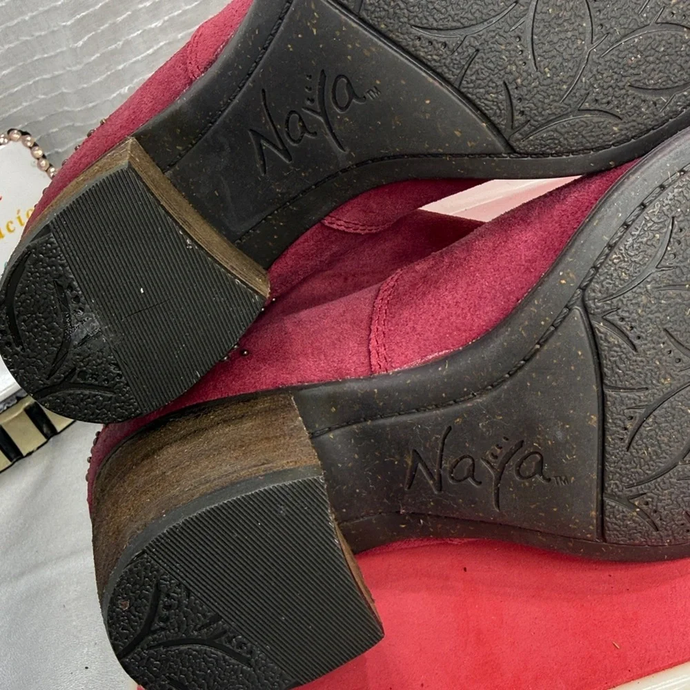 (T0) Naya Womens Valerie RedSuede leather Round Toe Block HeelsAnkle Booties 8M